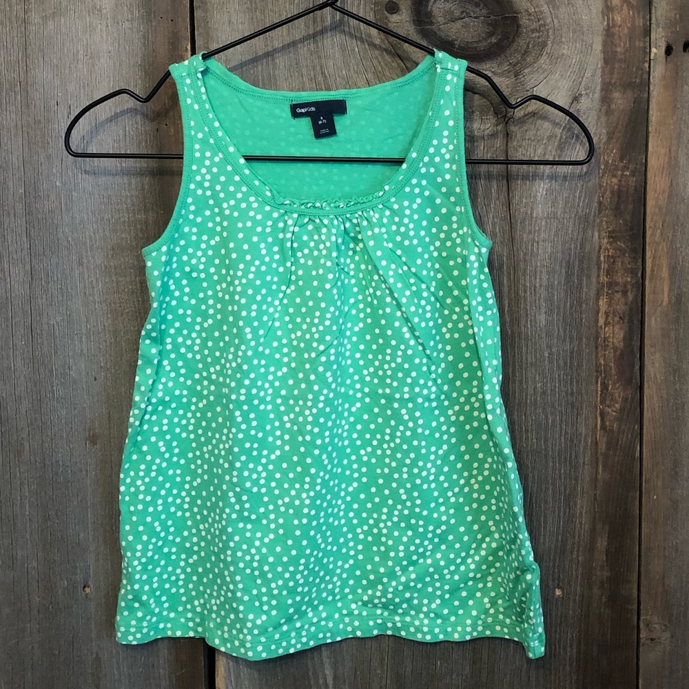 GapKids Polka Dot Tank Top in Green Size Small 6 7